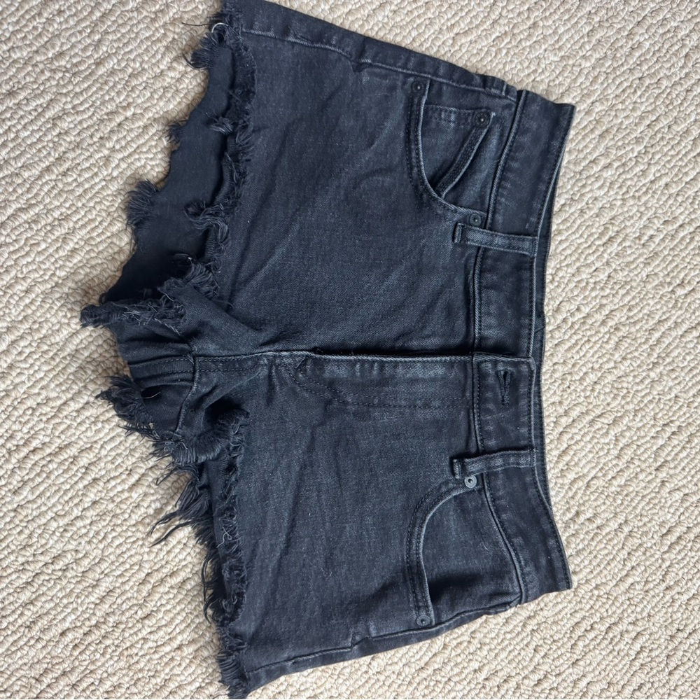 Volcom Charcoal Frayed Jean Shorts